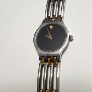 Movado ladies wrist watch, vintage, silver, gold